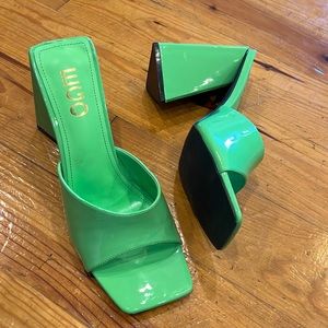 EGO Women's Green Block Heel Mules
